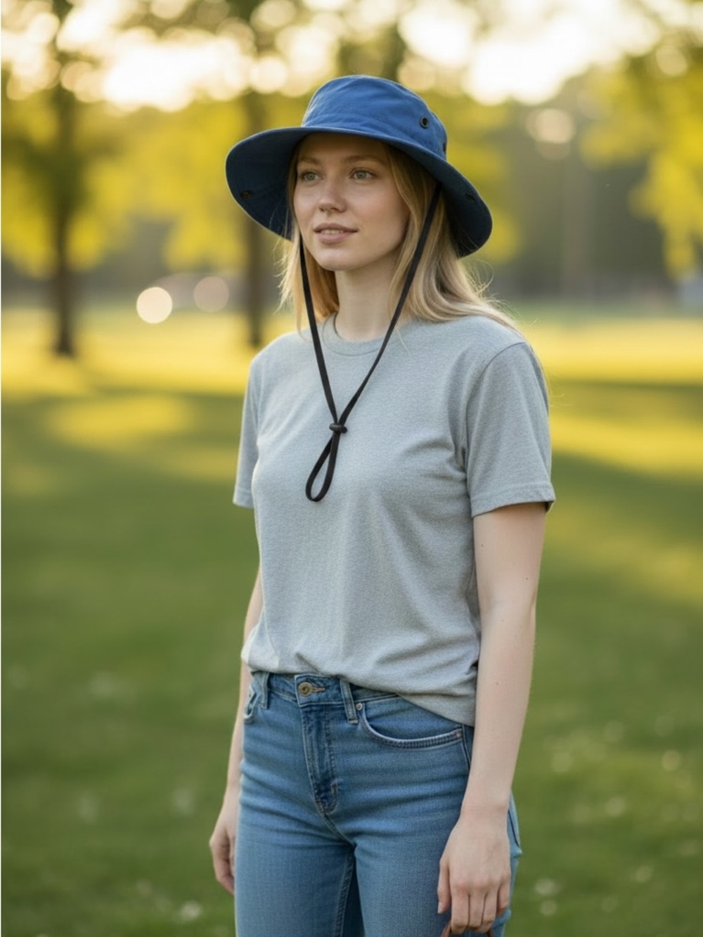 Tilley T3 Wanderer Denim Blue Hat with Chin Strap 4 Sizes to Choose From - Picture 7 of 7